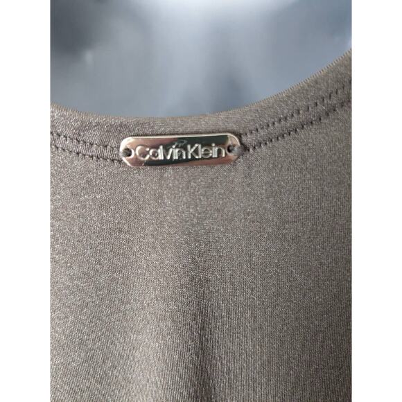 CALVIN KLEIN Starburst Solid One Piece Tank Swimsuit Metallic Bronze Sz 8 - Picture 9 of 10